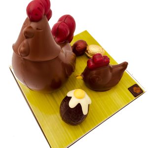 Sujet de Pâques “La famille poulette” en chocolat